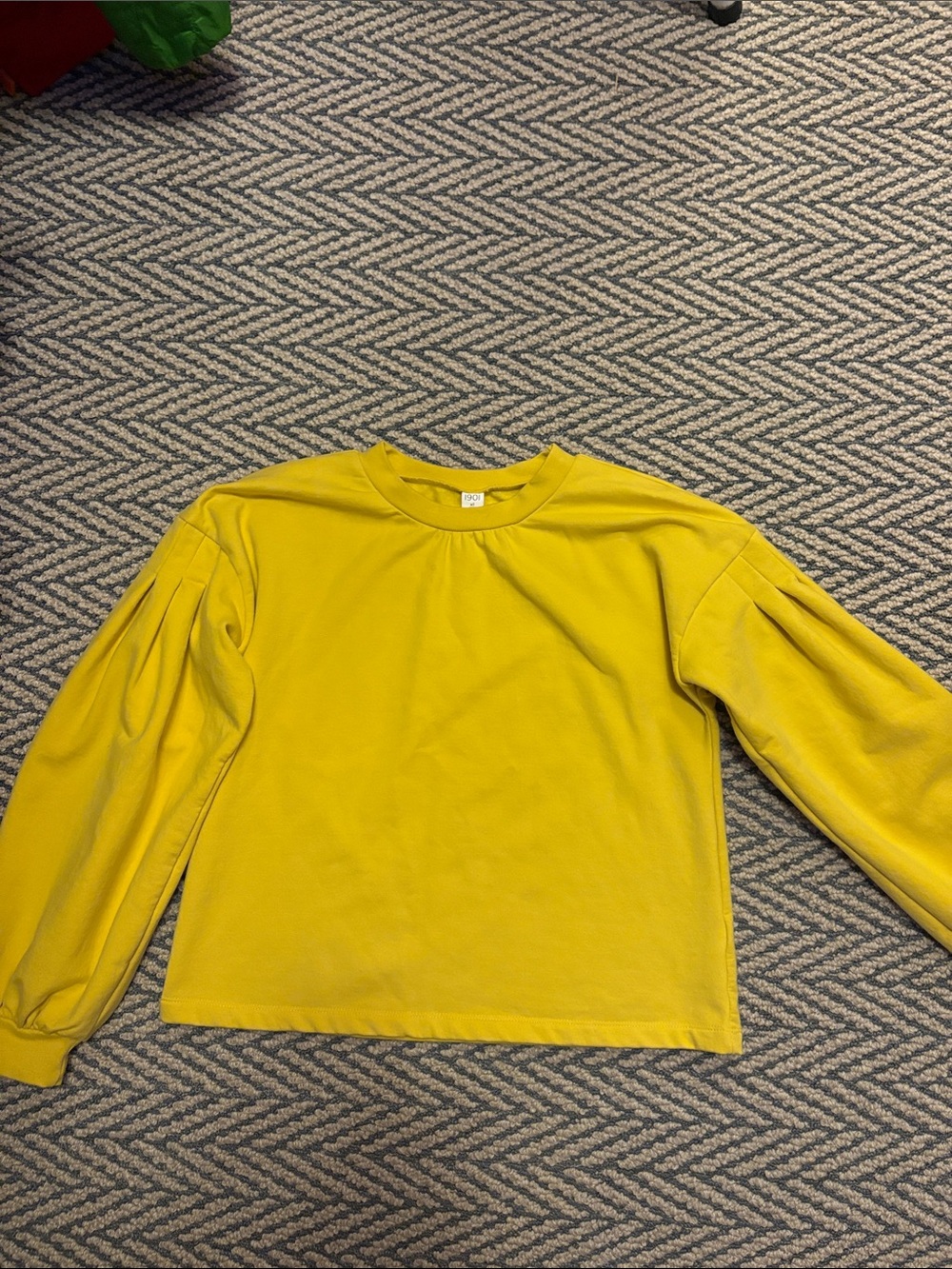 1901 Girls Yellow Puff-Sleeve Long Sleeve Top